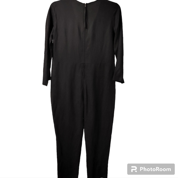 A Piece Apart Size 4 Solid Black Jumpsuit Wide Baggy Linen Blend Lagenlook - Picture 2 of 13